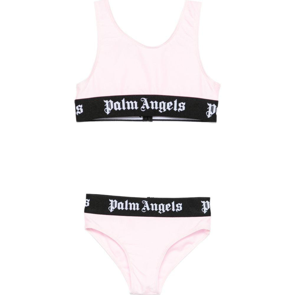 Costume da bagno per bambina Palm Angels Kids rosa chiaro con stampa logo PGFE002S26JER001 042 PALM ANGELS KIDS