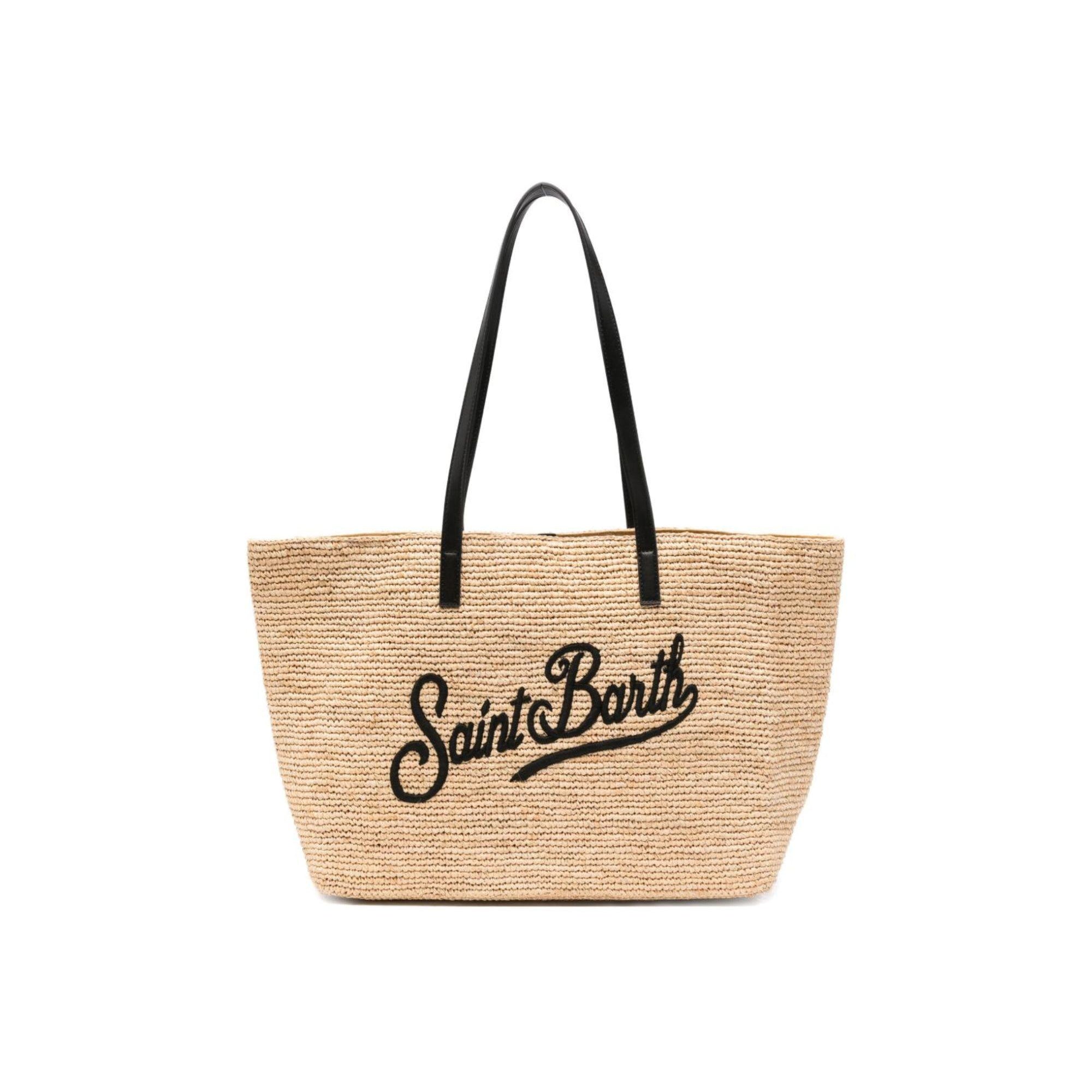 Borsa Rafia City MC2 Saint Barth beige con ricamo logo RAFC001 00421L MC2 ST. BARTH KIDS