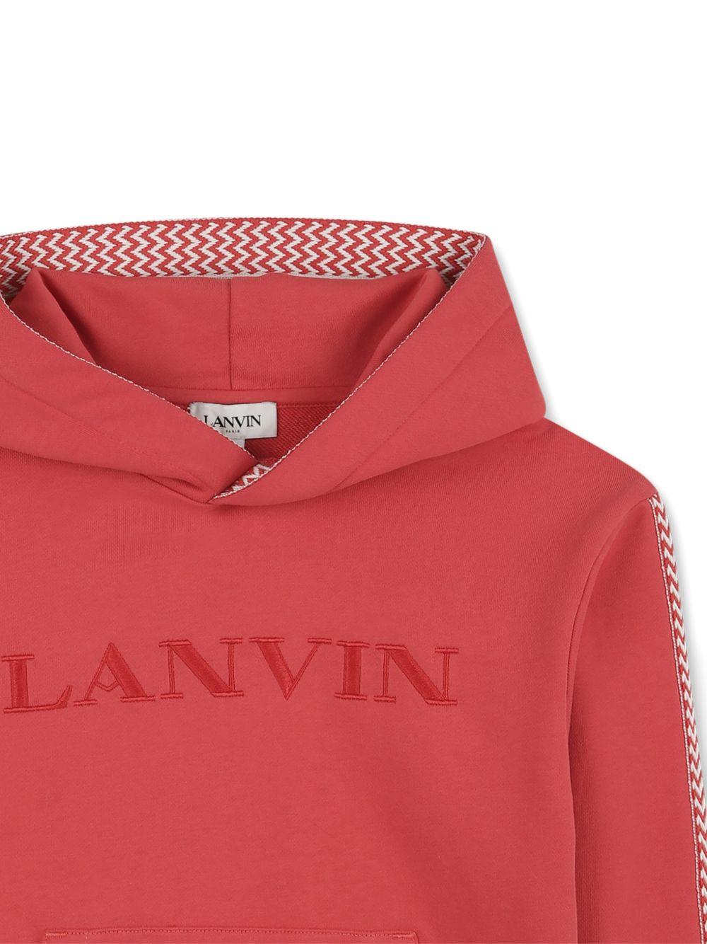Felpa per bambino Lanvin Enfant rosso mattone con cappuccio N30368 998 LANVIN KIDS