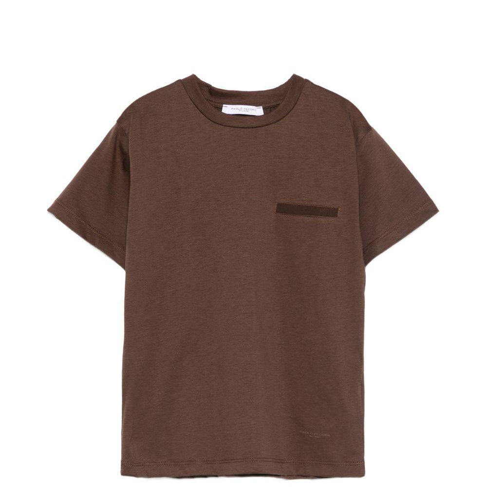 T-shirt per bambino Paolo Pecora Kids marrone con taschino PP4213 EBANO PAOLO PECORA KIDS