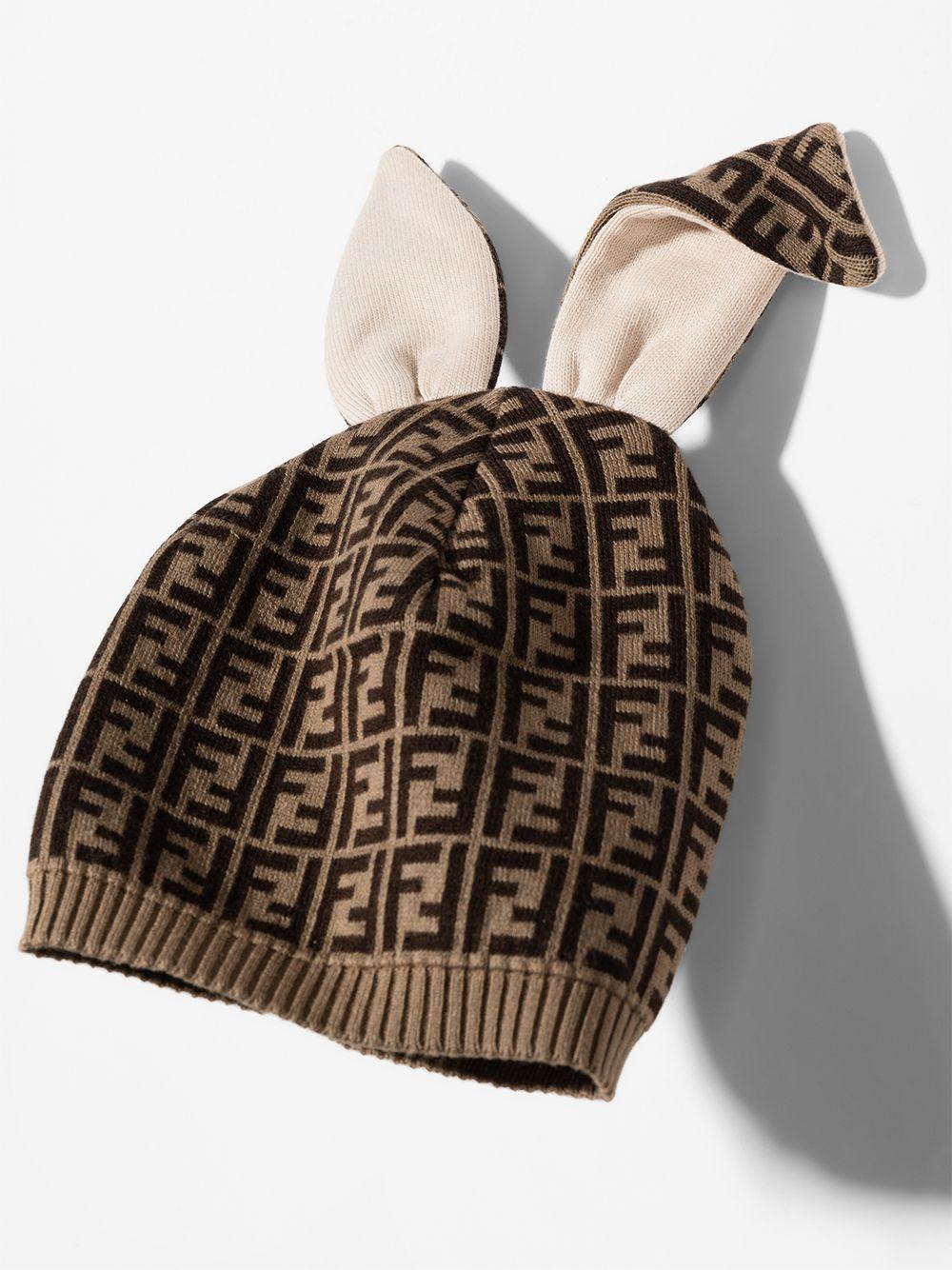 Berretto per neonati Fendi Kids marrone FF effetto jacquard BUP025 A3TE F0LMJ FENDI KIDS