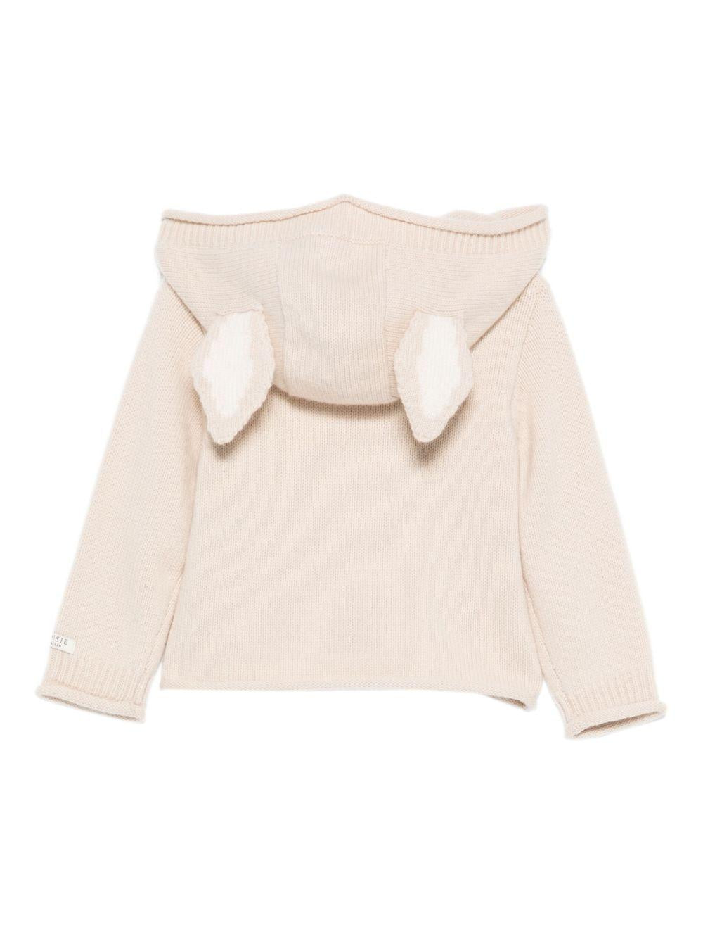Cardigan per neonata Donsje beige con cappuccio e bottoni 3039602 00037 DONSJE