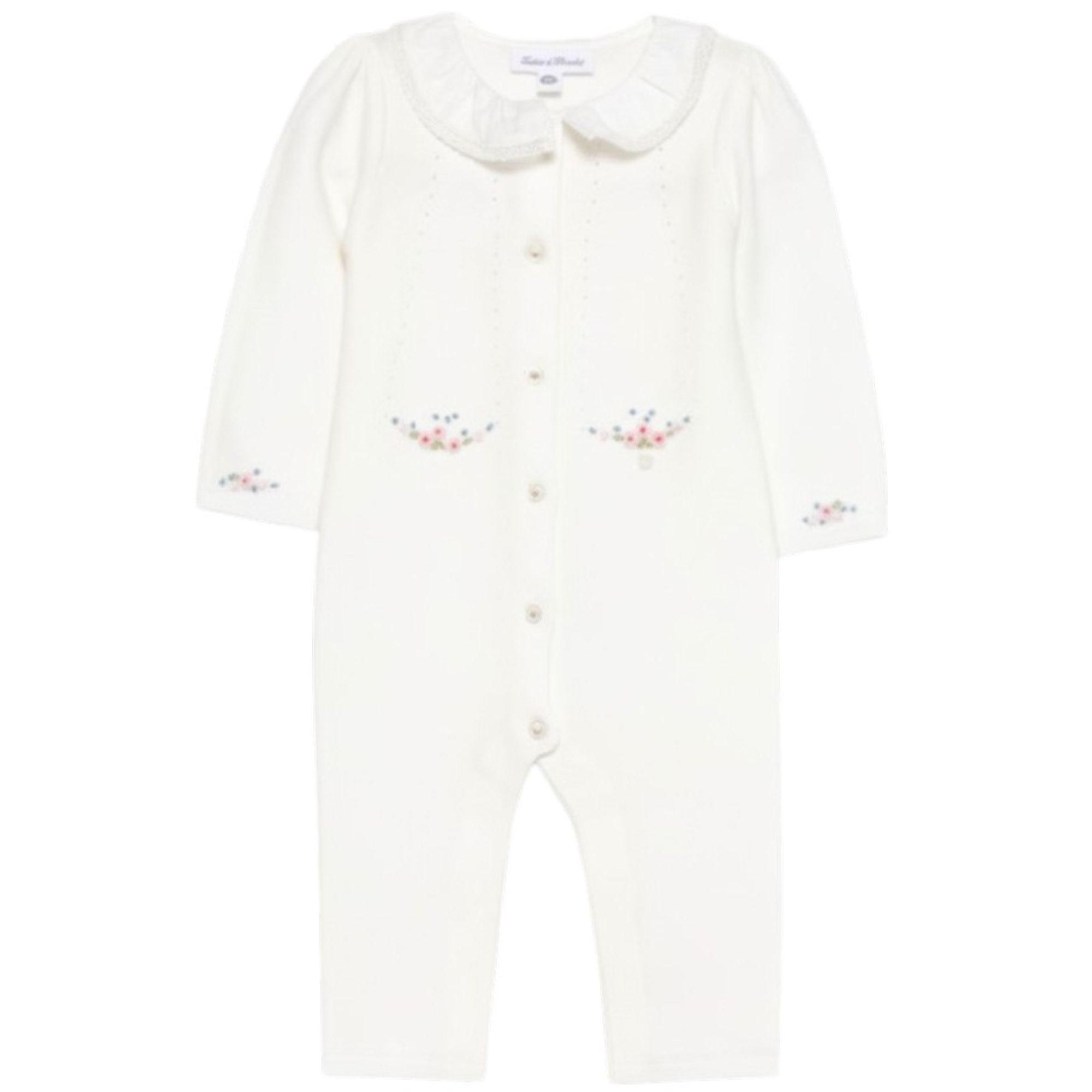 Tutina per neonata Tartine & Chocolat bianco con ricamo a fiori<BR/> CC32000 13 TArtine & Chocolat