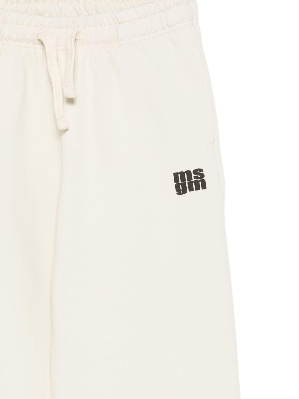 Pantaloni per bambino MSGM Kids bianchi con stampa del logo F5MSJUFP053 MS041 MSGM KIDS
