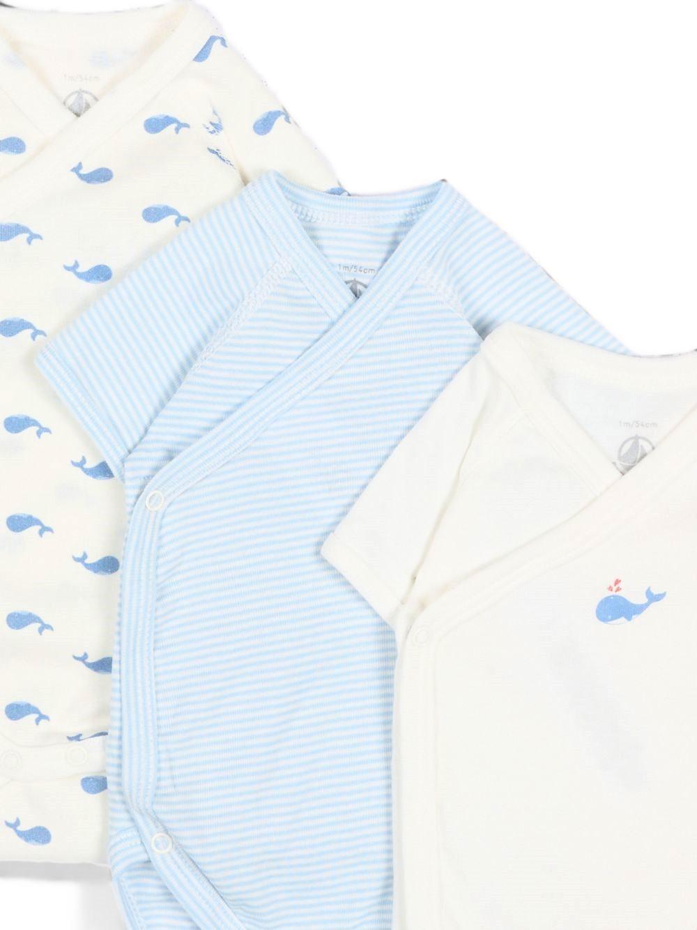 Set di tre body per neonato Petit Bateau multicolore con stampa balene A0GHM 00 PETIT BATEAU KIDS