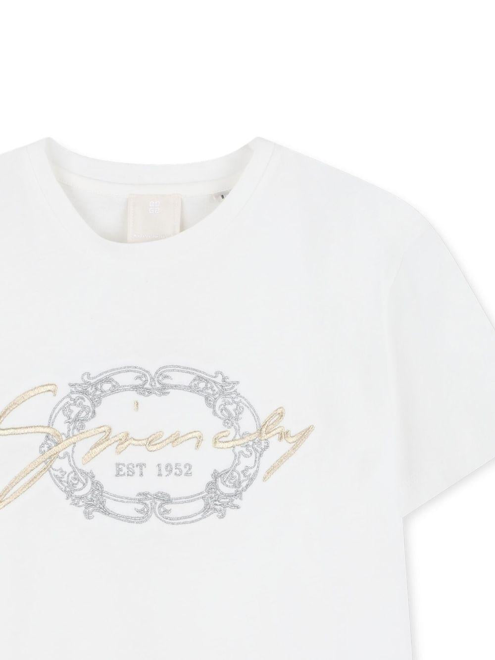 T-shirt per bambina Givenchy Kids bianca con ricamo con logo H31014 117 GIVENCHY KIDS