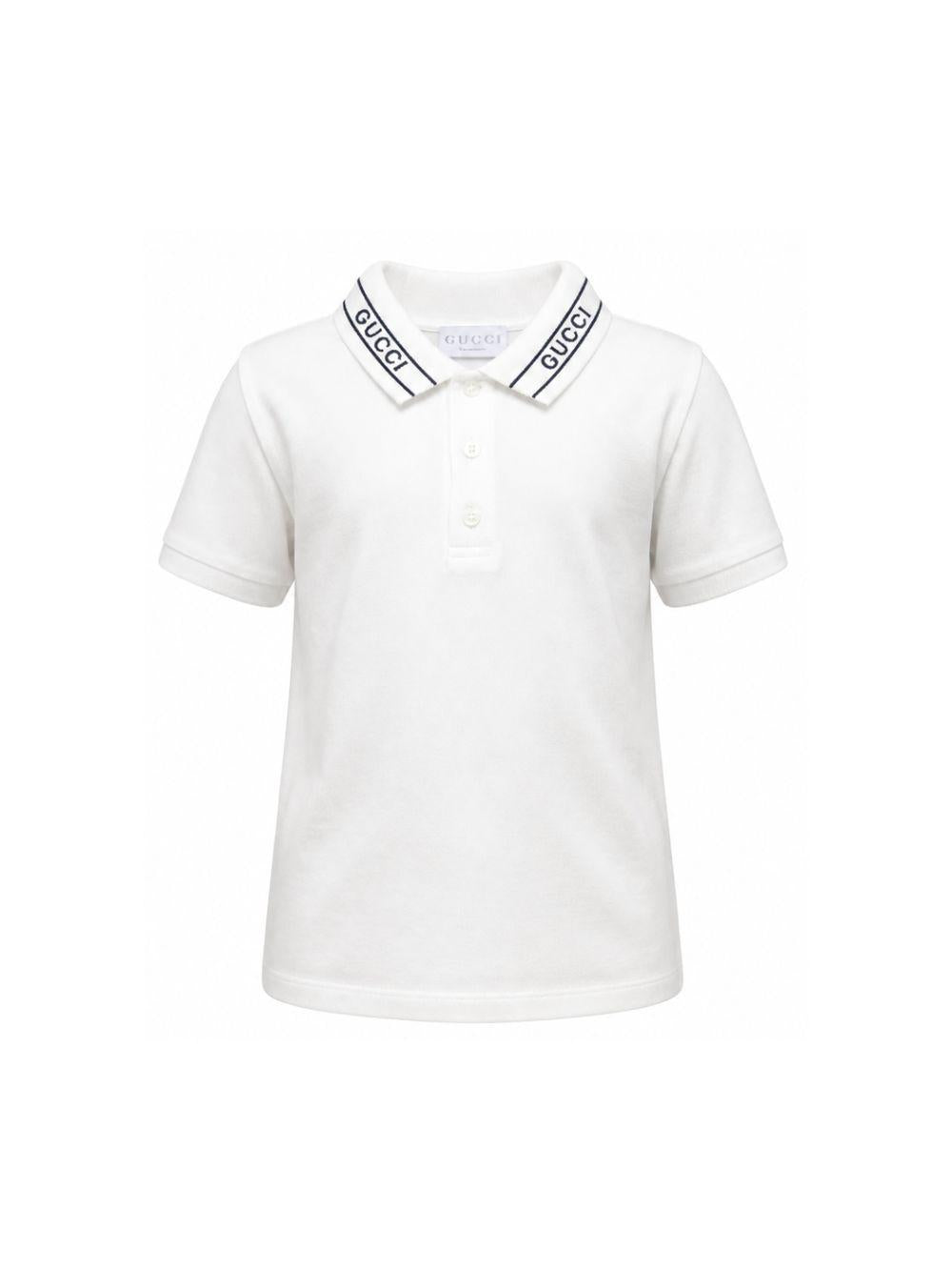 T-shirt per bambino Gucci Kids bianca con logo sul colletto 805405XJHNL 9024 GUCCI KIDS