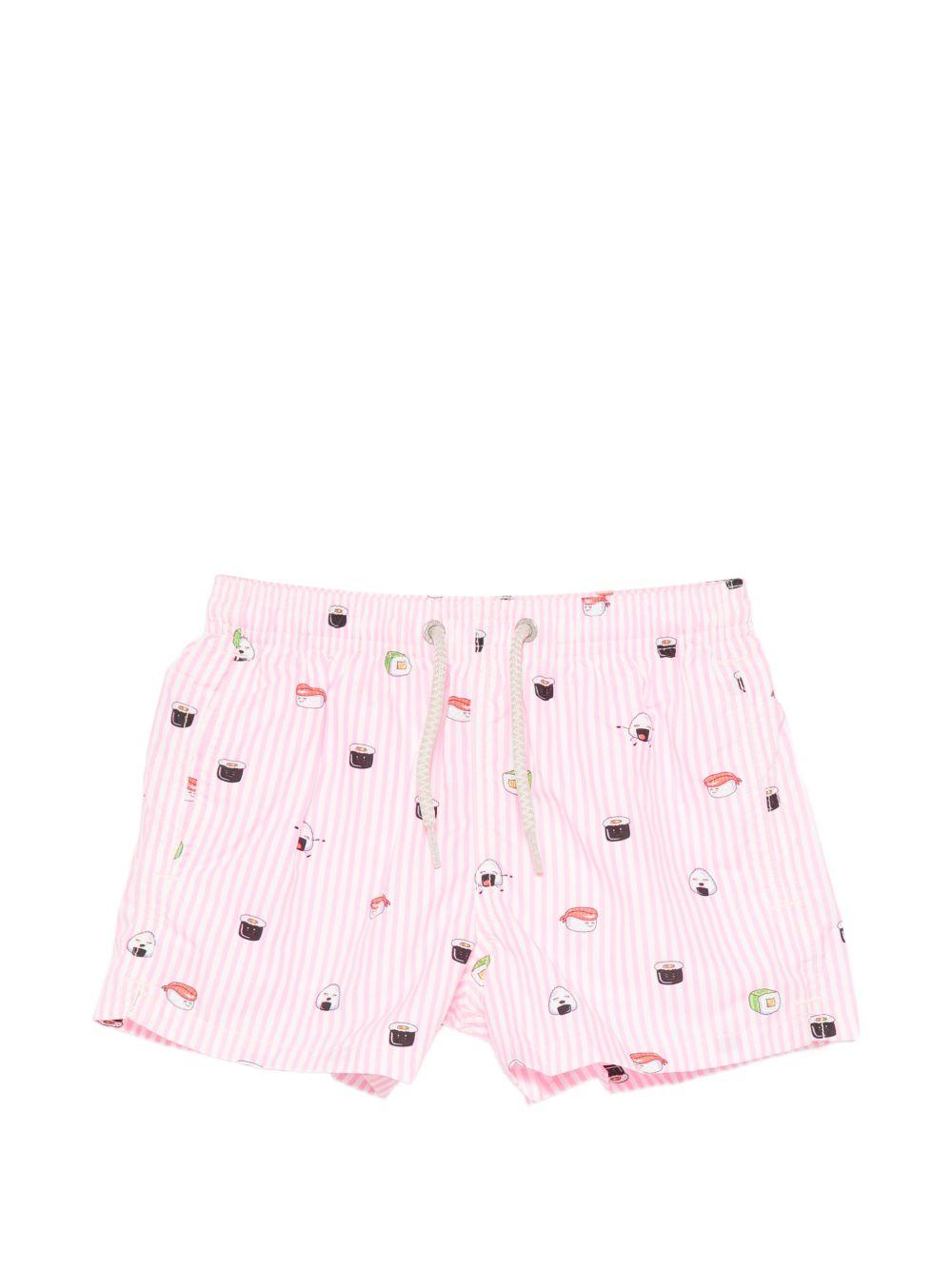 Costume per bambino MC2 Saint Barth Kids rosa con stampa grafica sushi all-over JEA0004 02628L MC2 ST. BARTH KIDS