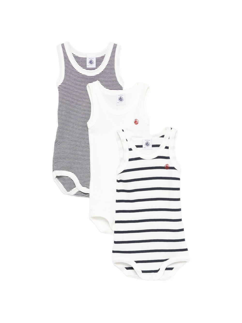 Set di tre tutine per neonati Petit Bateau multicolore con design diversi A02EI 00 PETIT BATEAU