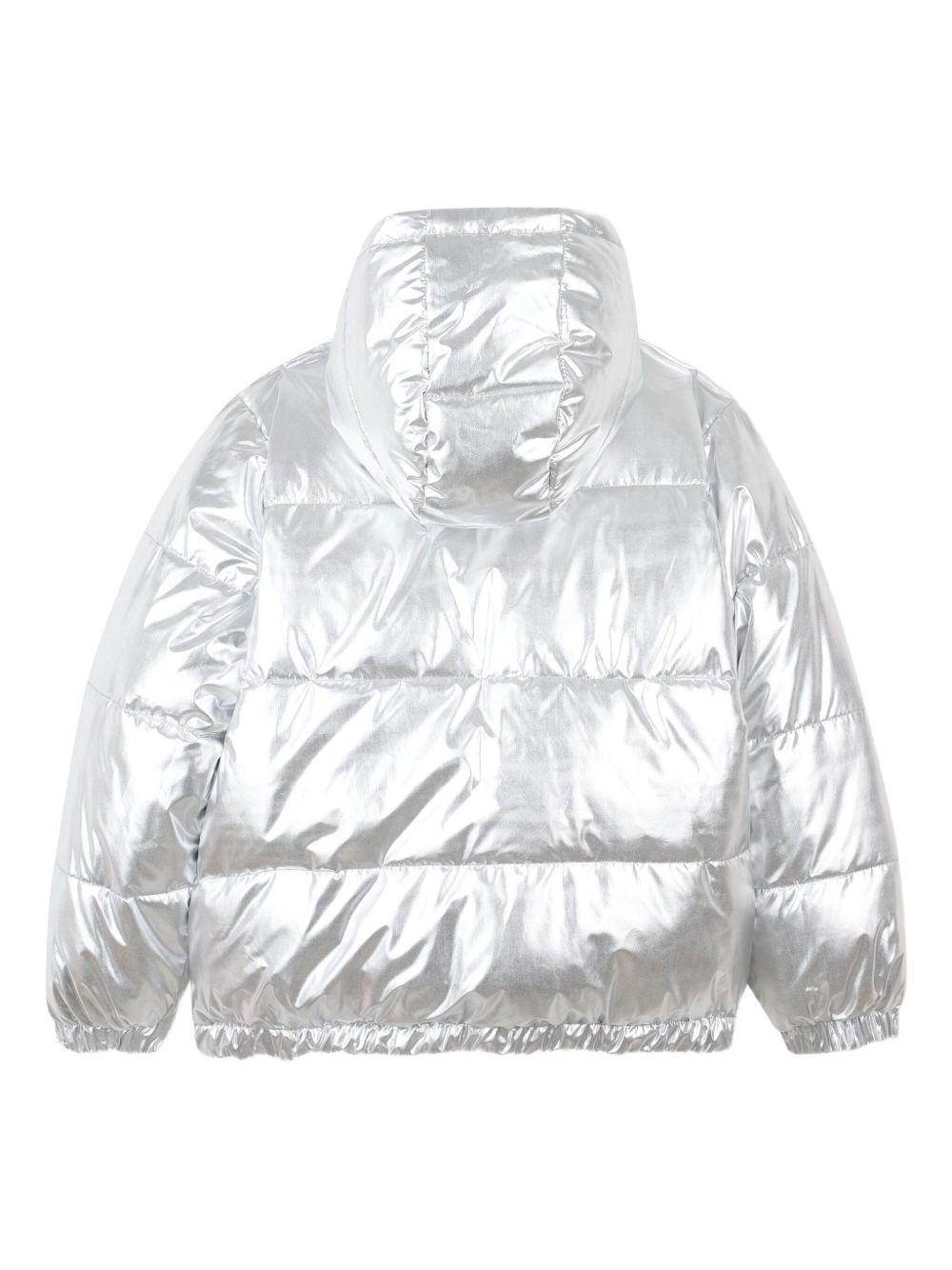 Giubbino per bambina Kenzo Kids color argento con logo sul davanti K61305 M54 KENZO KIDS