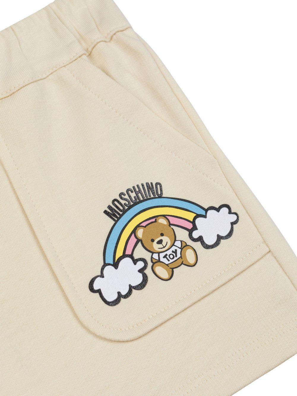 Bermuda con logo per neonato Moschino Kids beige con vita elasticizzata MUQ01CLCA19 20404 MOSCHINO KIDS