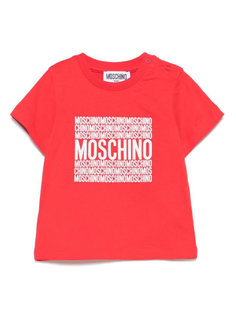 T-shirt con logo per neonato Moschino Kids rosso con girocollo M9M032LAA01 50109 MOSCHINO KIDS