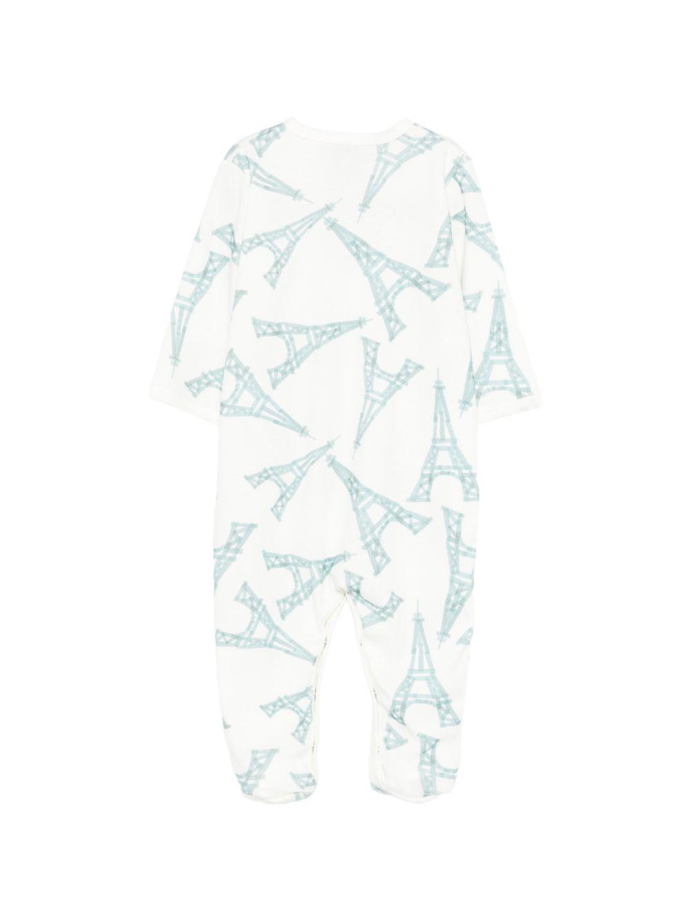 Pigiama per neonato Petit Bateau bianco con stampa torre eiffel A0F8S 01 PETIT BATEAU