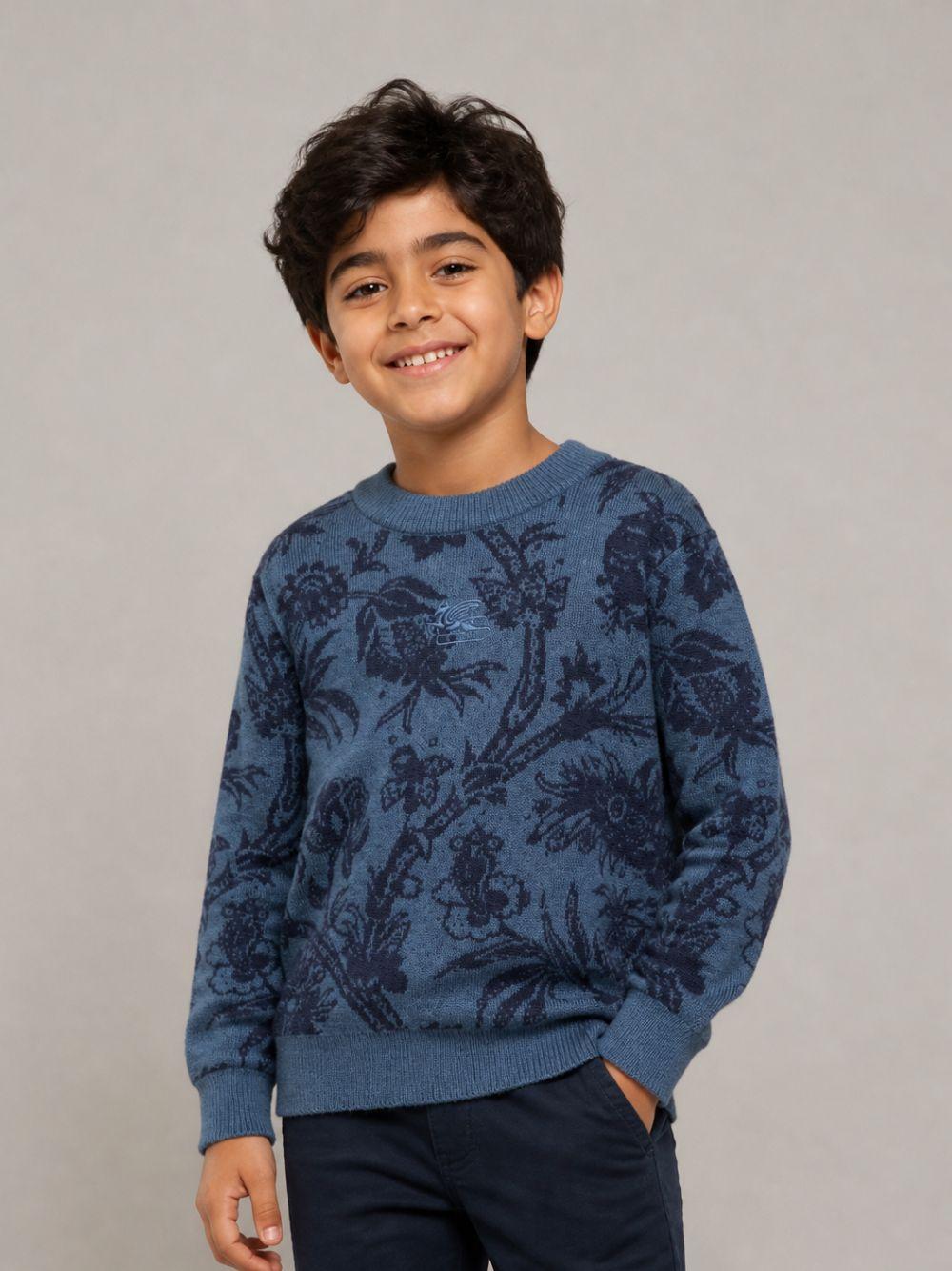 Maglione per bambino Etro Kids blu con motivo a intarsio floreale GZ9P20 W0198 833 ETRO KIDS