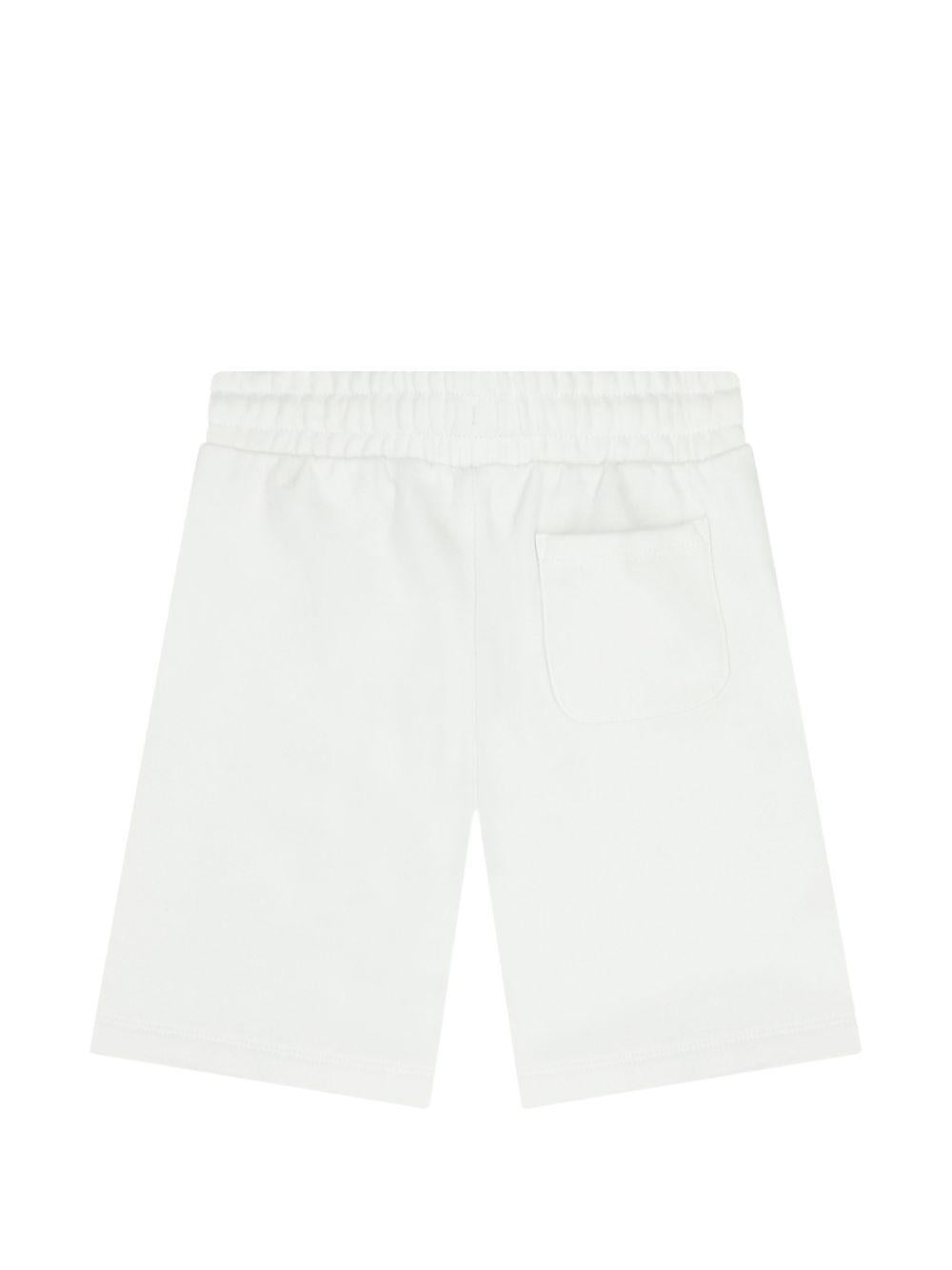 Shorts per bambino Moschino Kids bianchi con stampa tre Teddy Bear HUQ02MLCA89 10101 MOSCHINO KIDS