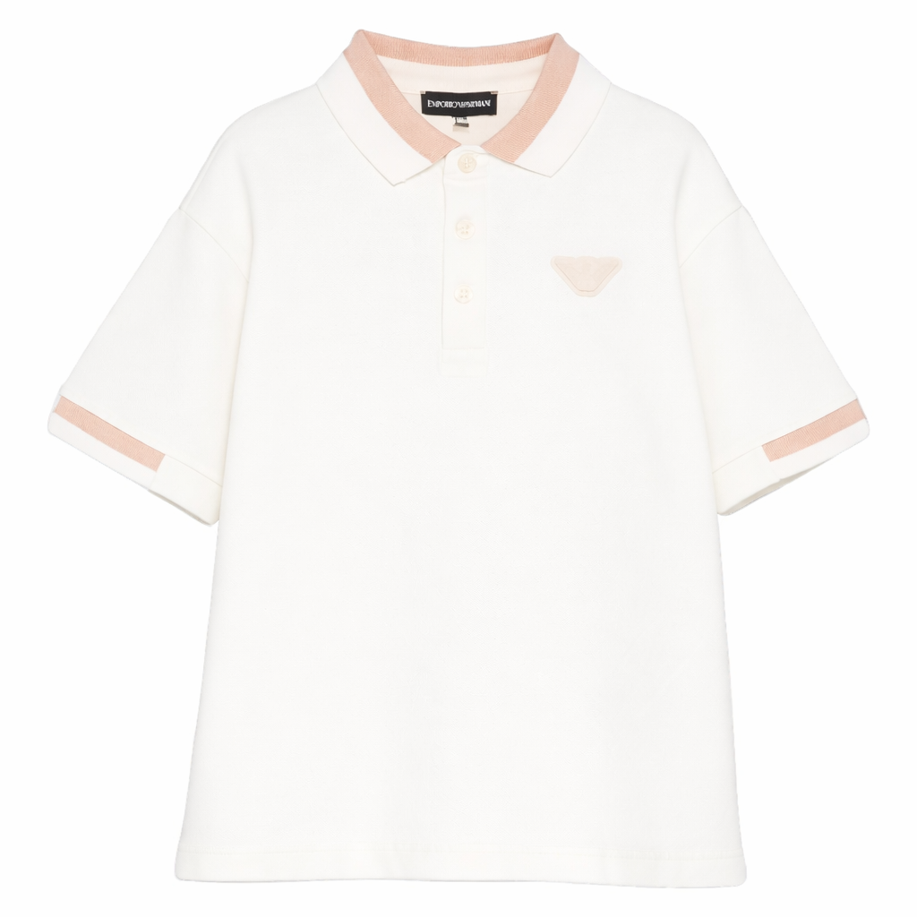 T-shirt per bambino Emporio Armani Kids beige con logo aquila sul davanti EB001316 AF16641 U0003 EMPORIO ARMANI KIDS