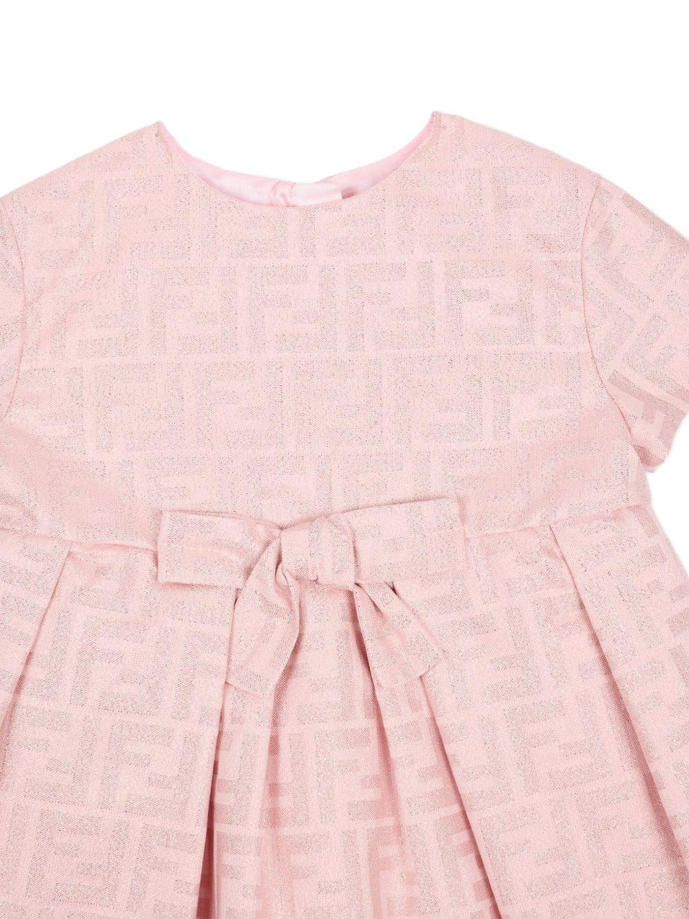 Abito per neonata Fendi Kids rosa con fiocco sul davanti BFB589 AVW6 F0ZKY FENDI KIDS