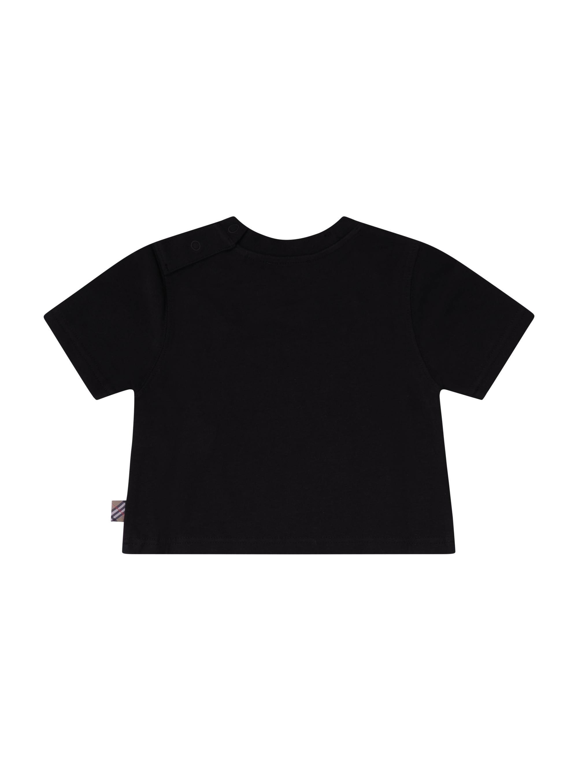T-shirt per neonato Burberry Kids Equestrian Knight Design nero con stampa logo 8121190 A1189 BURBERRY KIDS
