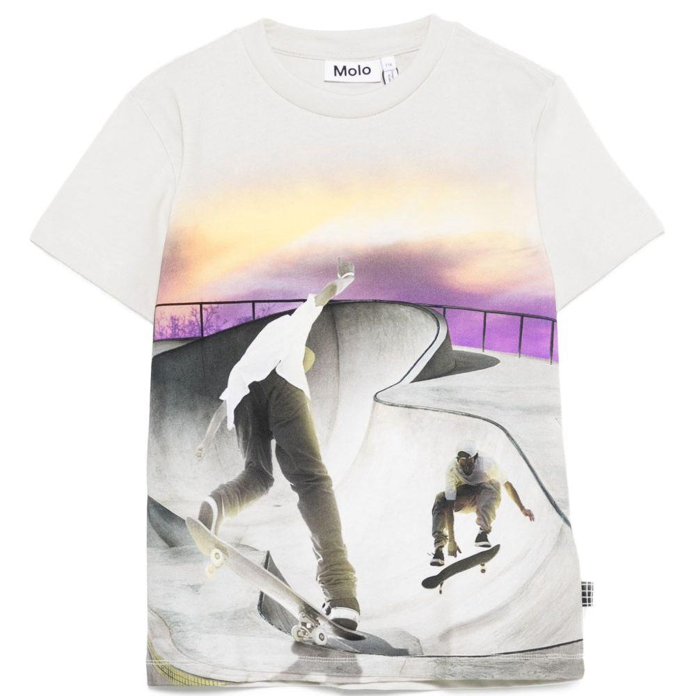 T-shirt per bambino Molo bianca con stampa skate e girocollo 1W25A208 9698 MOLO