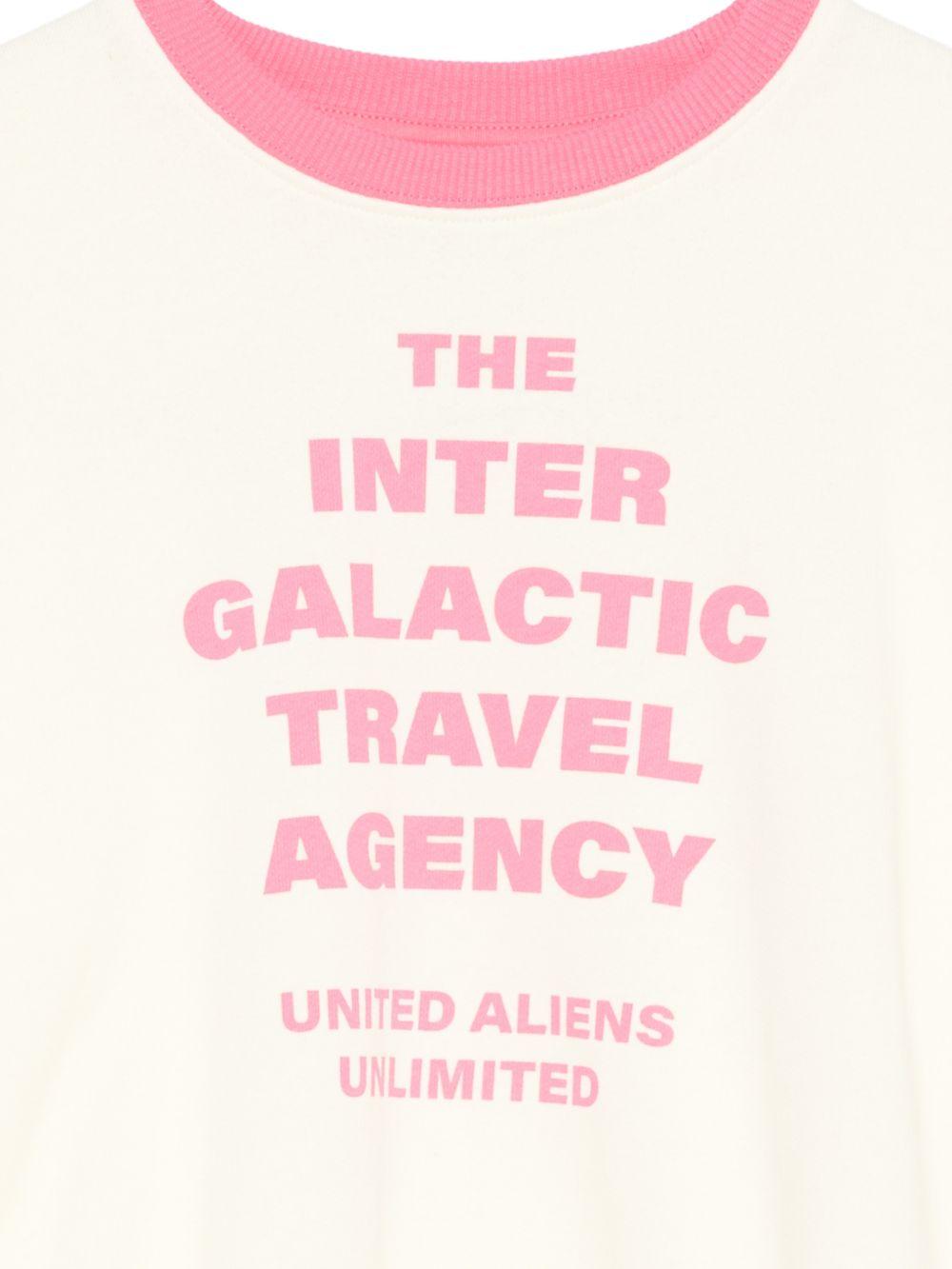 Felpa per bambina Mini Rodini beige con scritta "The inter galactic travel agency" sul davanti 26220168 OFF WHITE MINI RODINI