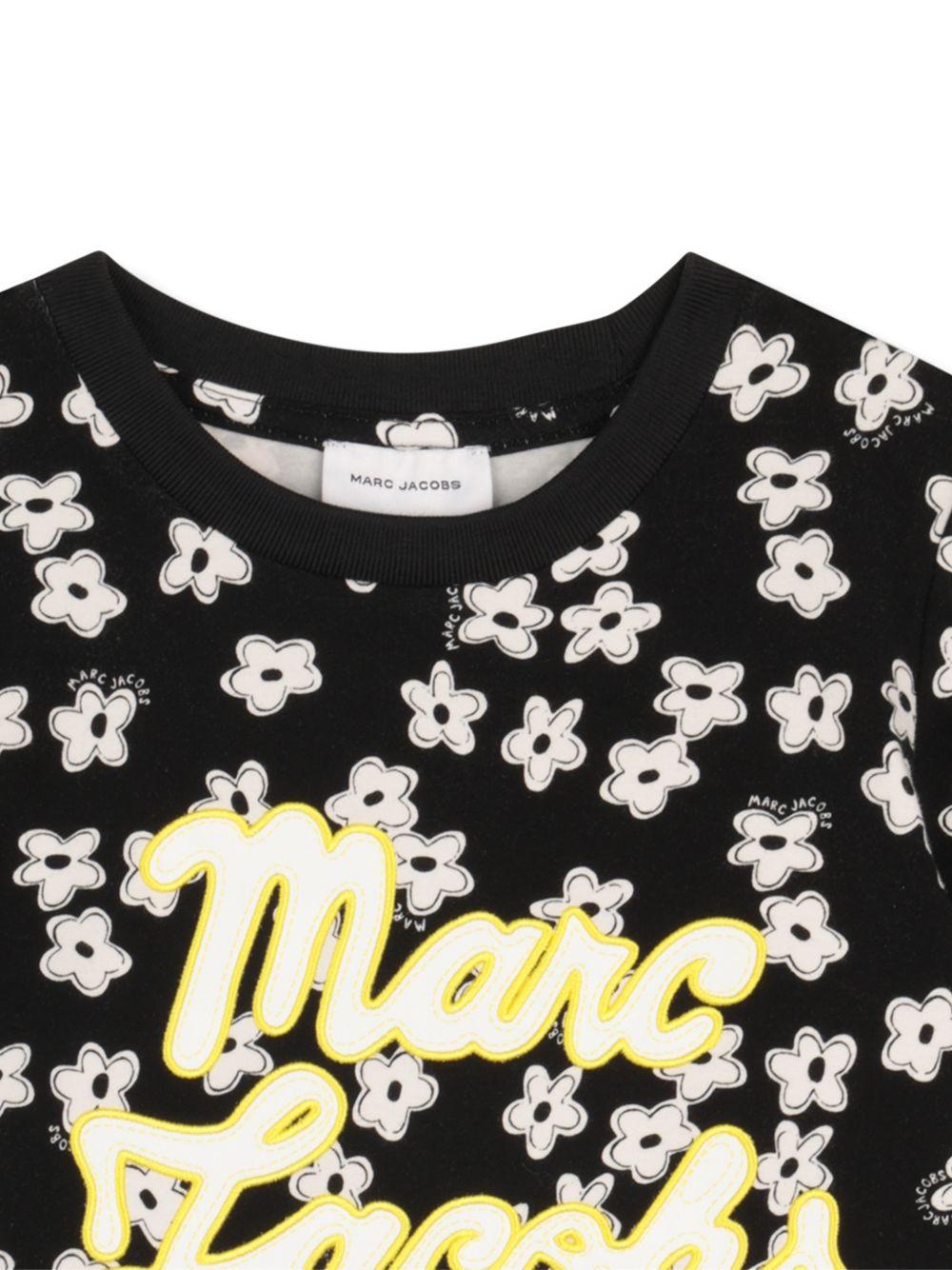 T-shirt per bambina The Marc Jacobs Kids nero con stampa a fiori all-over W60738 09B THE MARC JACOBS KIDS