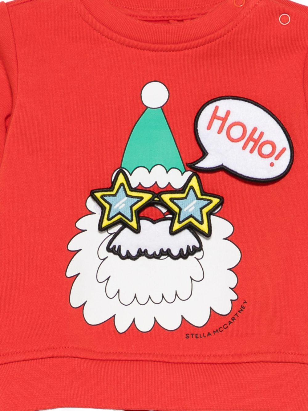 Felpa per neonato Stella McCartney Kids rosso con stampa Babbo Natale TX4620 Z3059 421 STELLA McCARTNEY KIDS