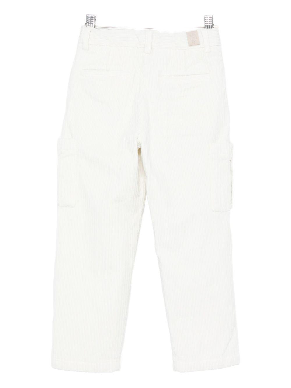 Pantaloni cargo per bambino Eleventy Kids bianchi con chiusura frontale con bottoni EX6P30 V0162 109 ELEVENTY KIDS