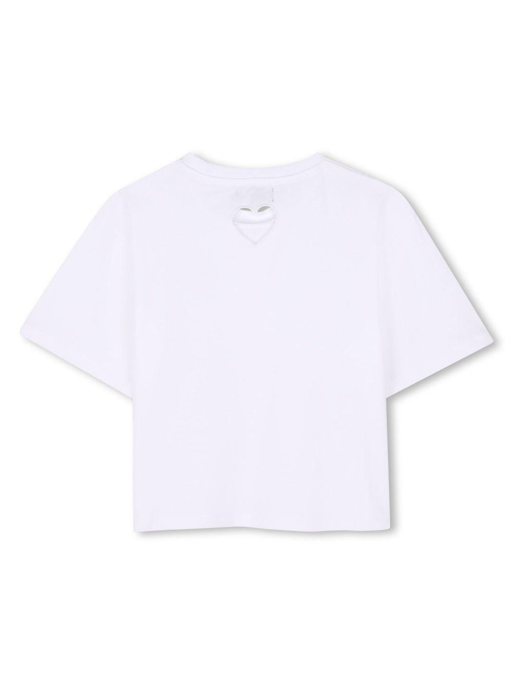 T-shirt con stampa per bambino Dkny Kids bianco con forma a cuore D62311 10P DKNY