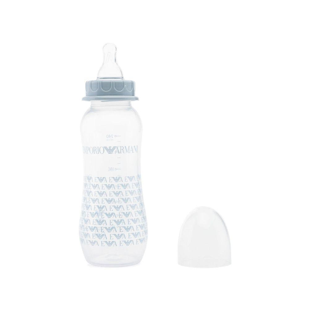 Set biberon per neonato Emporio Armani Kids azzurro con stampa con monogramma 409172 CC919 00631 EMPORIO ARMANI KIDS