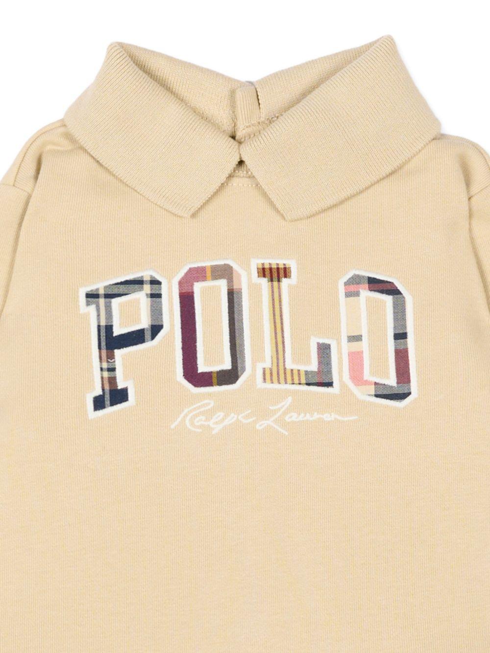 Set felpa e shorts per neonato Polo Ralph Lauren Kids beige con patch con logo 320B18460 001 Ralph Lauren kids