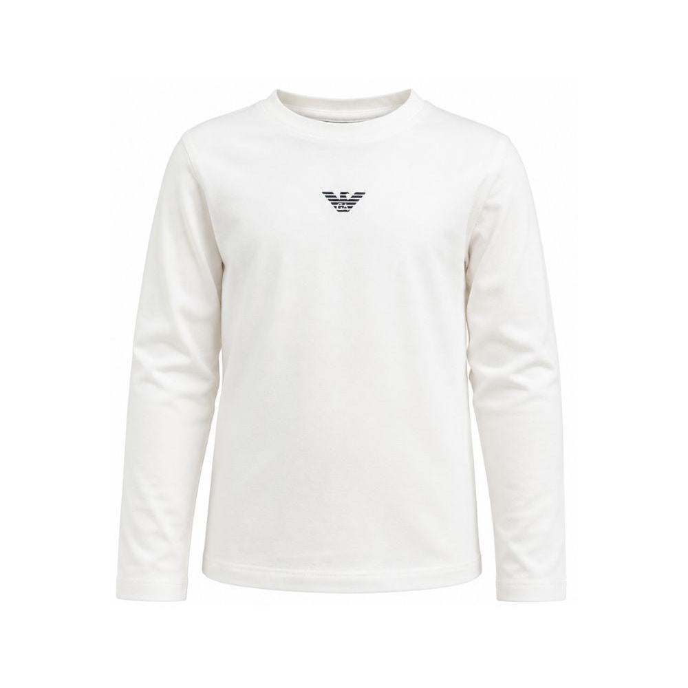 T-shirt per bambino Emporio Armani Kids bianca con dettaglio sul davanti EB000420 AF15013 M0134 EMPORIO ARMANI KIDS