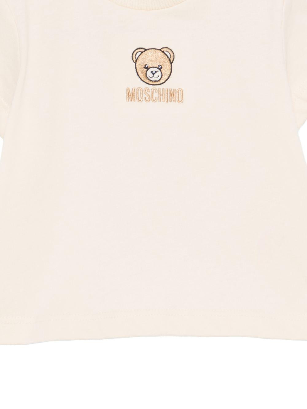 T-shirt per neonati Moschino Kids beige con dettagli ricamati MYM047LAA23 20404 MOSCHINO KIDS