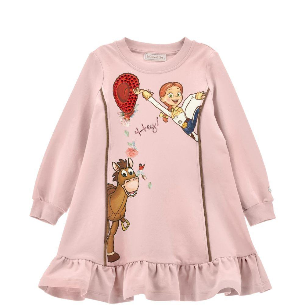 Abito per bambina Monnalisa Kids rosa con ruches e stampa grafica Toy Story 19H901 8006 094F MONNALISA KIDS
