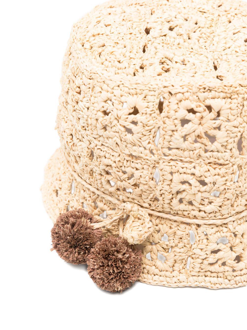 Cappello per bambina Bonpoint beige con pompon S06GACW00002 006 BONPOINT KIDS