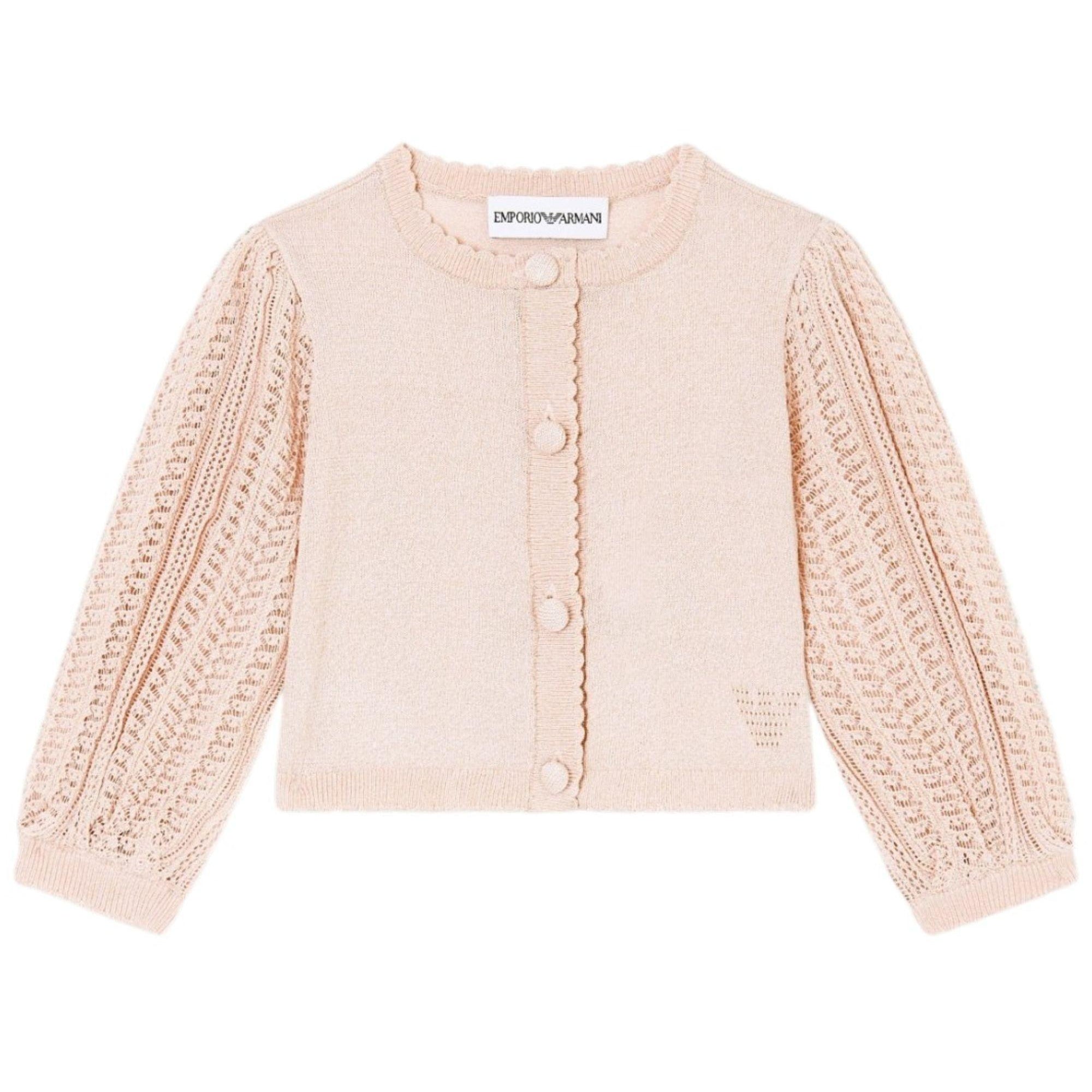 Cardigan per neonata Emporio Armani Kids rosa con trama lavorata a maglia EG000780 AF22791 U4013 EMPORIO ARMANI KIDS