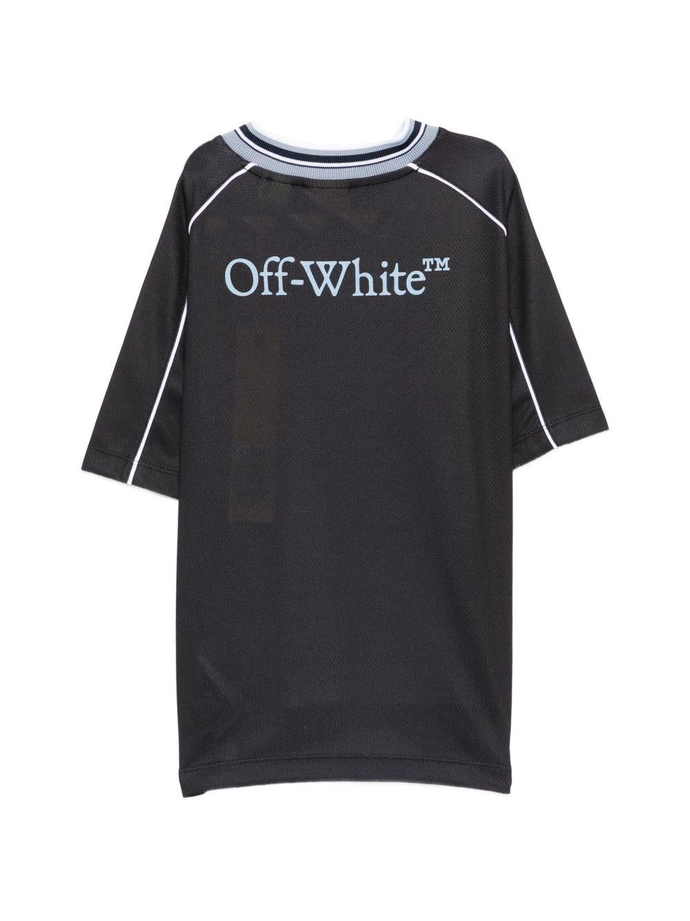 T-shirt per bambino Off-White Kids nera con scollo a V 44BAA018S26J001 001 OFF WHITE KIDS