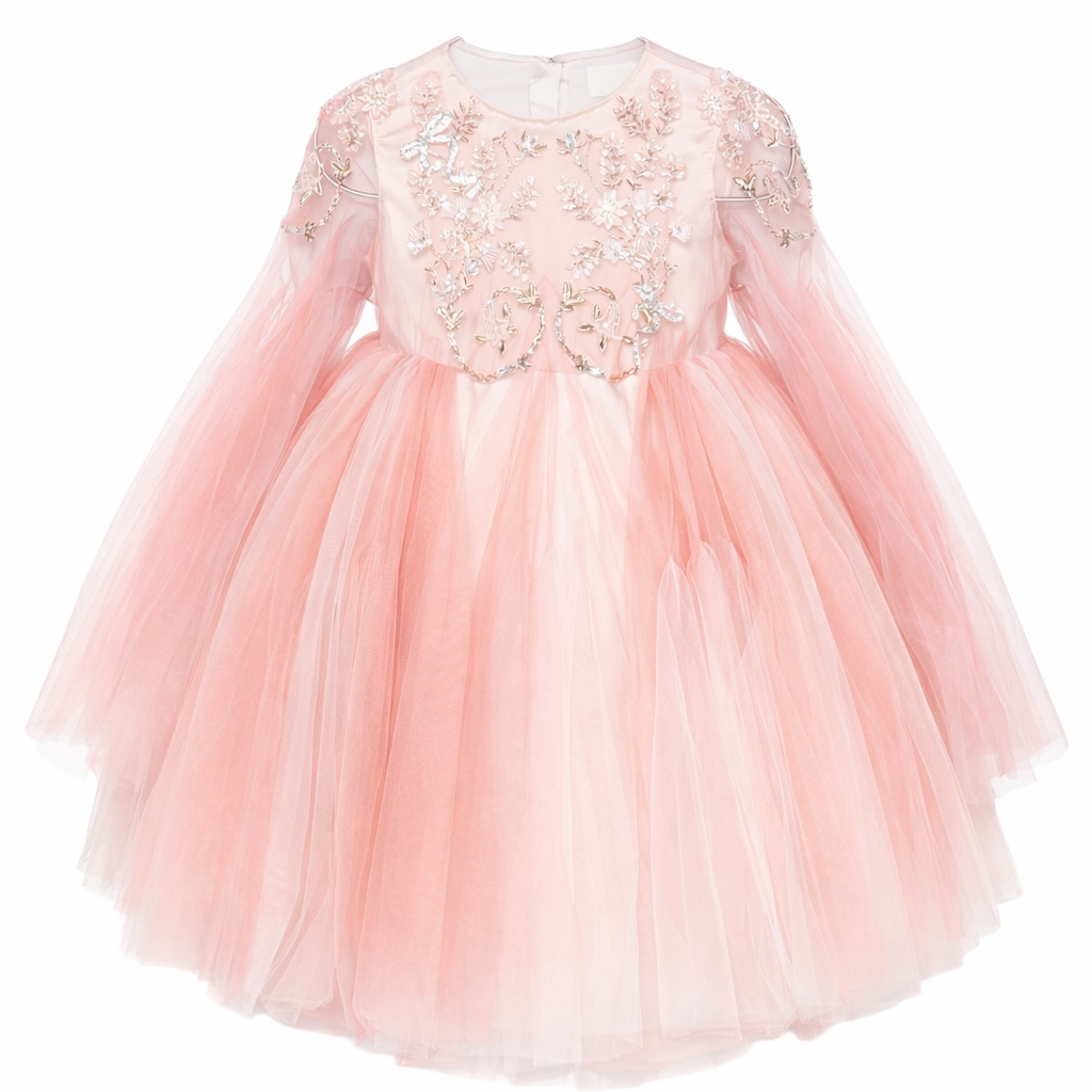 Abito per bambina Maison Ava rosa con decorazione in cristalli MA FW25 GC48 PINK/WHITE MAISON AVA KIDS