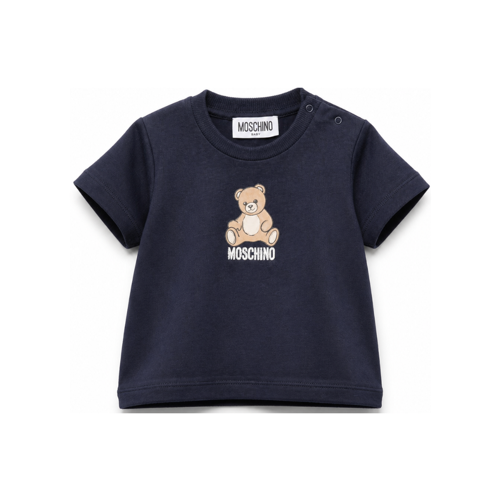 T-shirt per neonato Moschino Kids blu con motivo Teddy Bear M9M047LAA10 40016 MOSCHINO KIDS