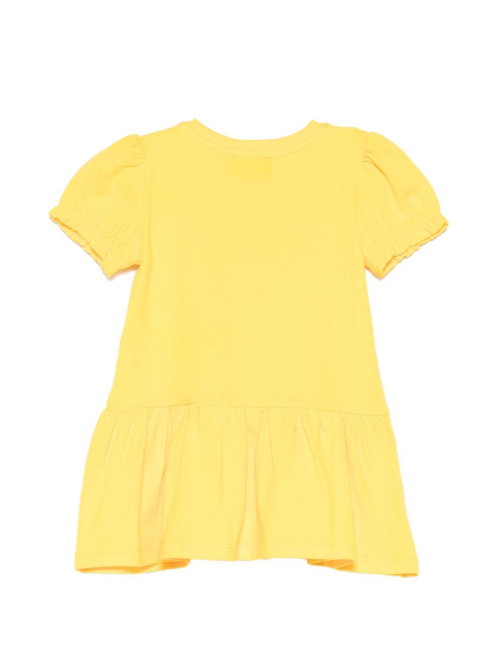 Abito per neonata Moschino Kids giallo con dettaglio logo sul davanti MAV0C7LBA00 50577 MOSCHINO KIDS