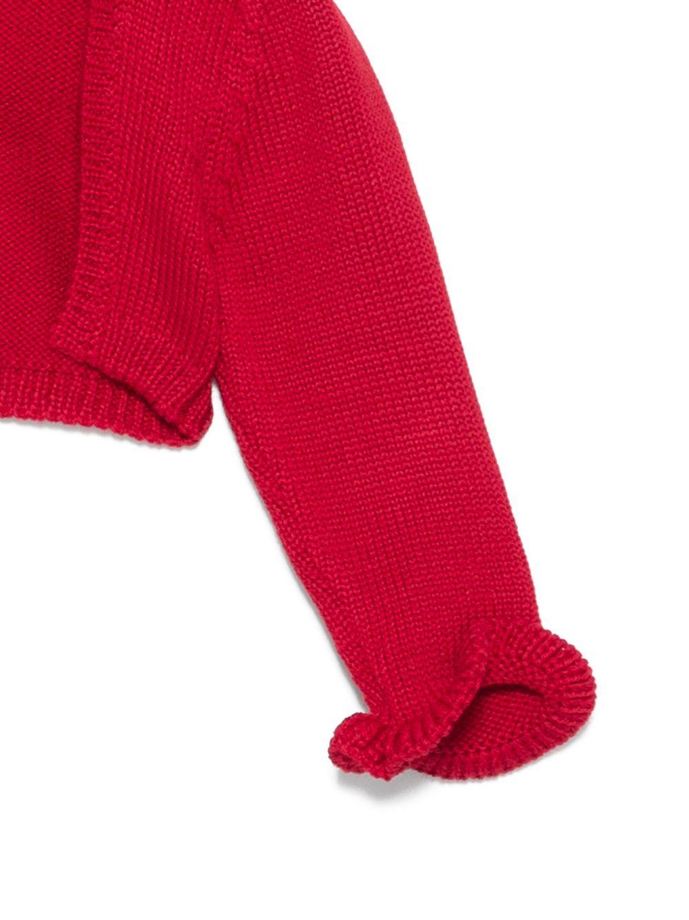 Cardigan per neonata La Stupenderia rosso con volant 1WCSP62 826 LA STUPENDERIA