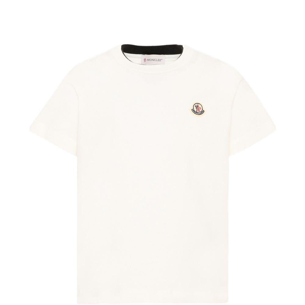 T-shirt per bambino Moncler Enfant bianca con dettaglio logo L29548C0000889AFV 034 MONCLER KIDS