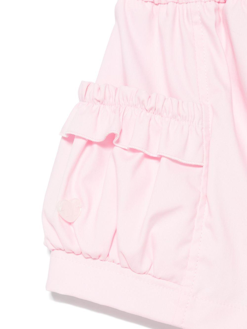 Shorts per neonata Monnalisa rosa con rifiniture ruches 37E403 5301 0090 MONNALISA