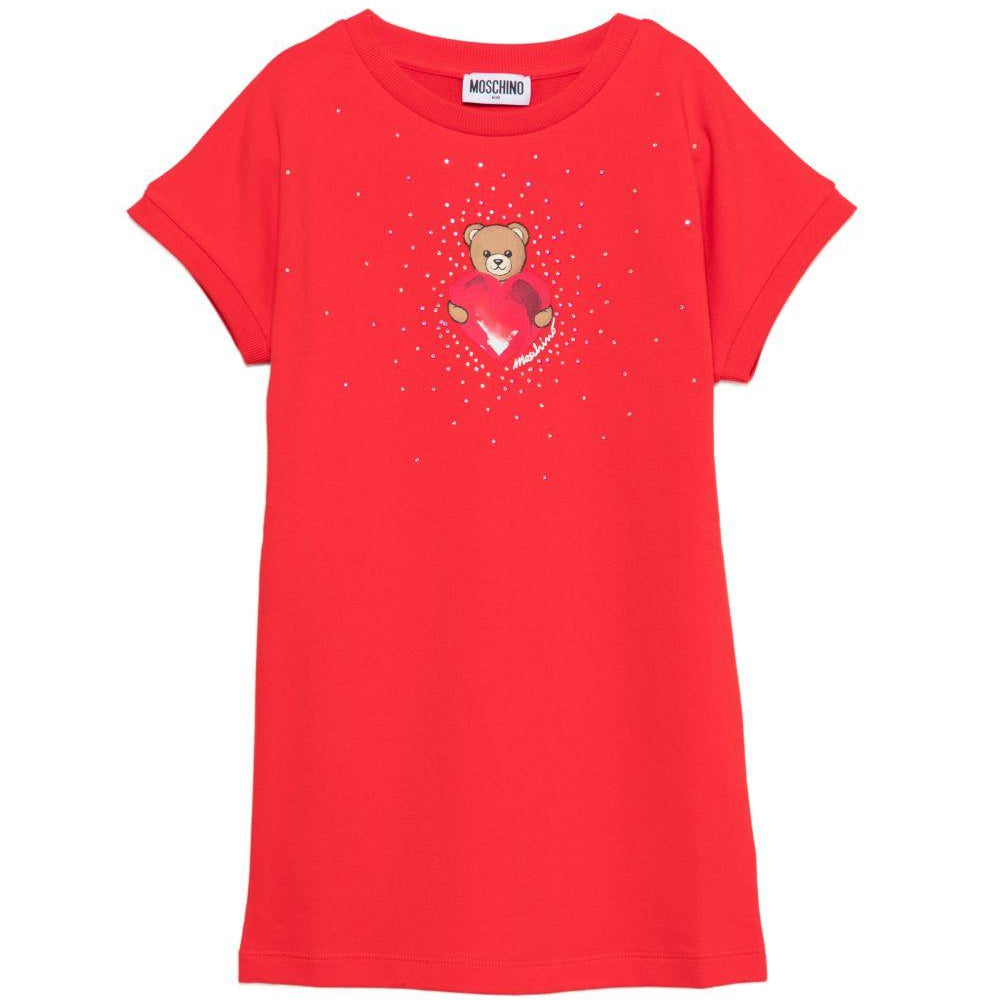 Abito per bambina Moschino Kids rosso con stampa grafica Teddy Bear HAV0EALDA25 50109 MOSCHINO KIDS