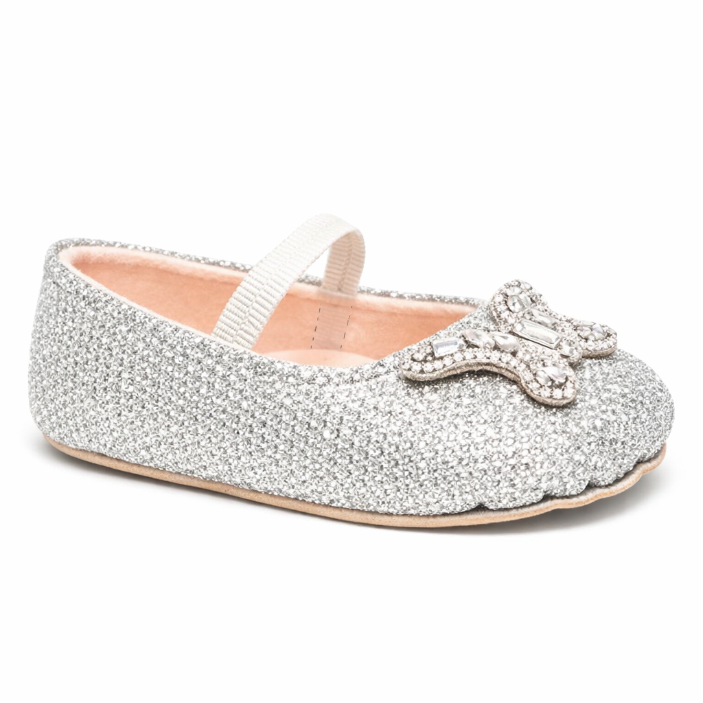 Ballerine per neonata Aruna Seth argentate con applicazione farfalla SON01 SILVER ARUNA SETH KIDS