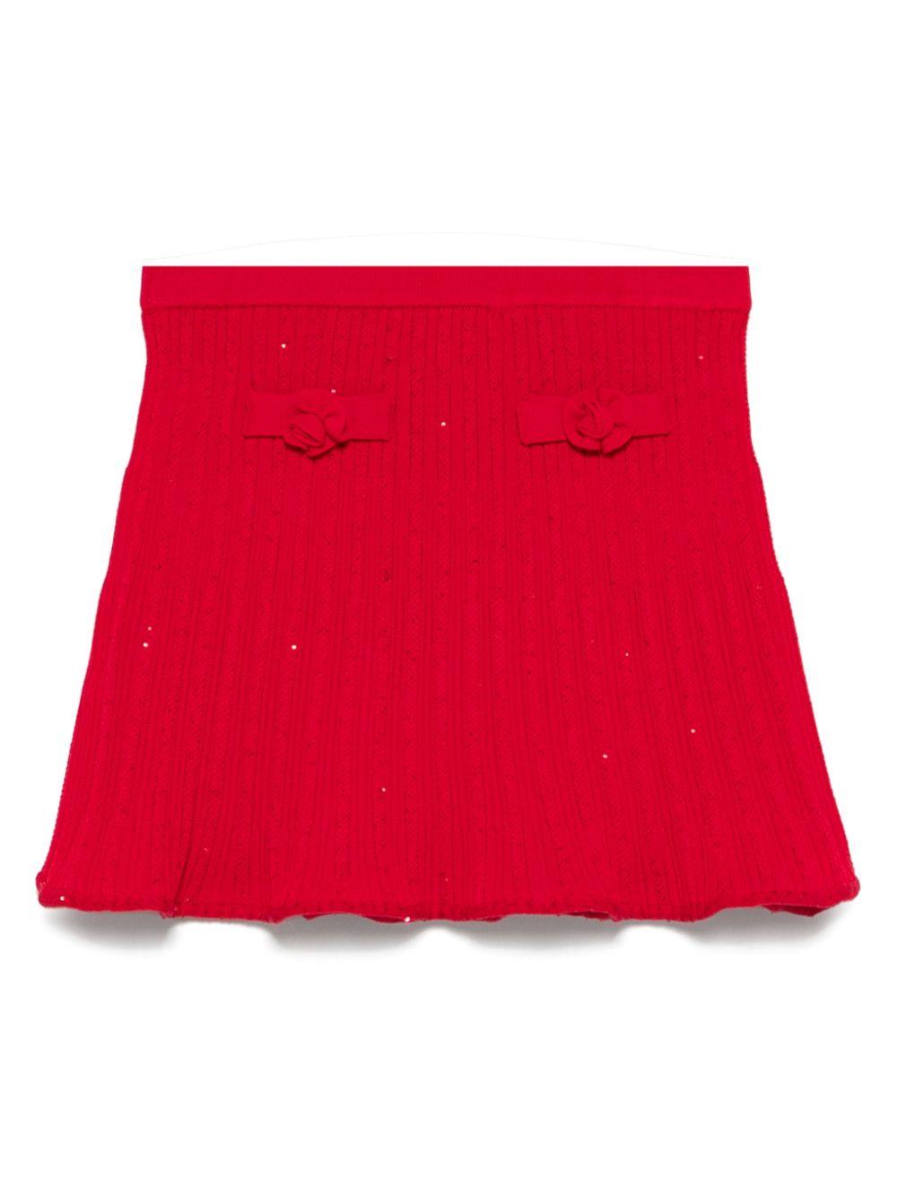 Gonna a coste per bambina Self-Portrait Kids rosso con vita elasticizzata RS25 779SK R RED SELF-PORTRAIT KIDS