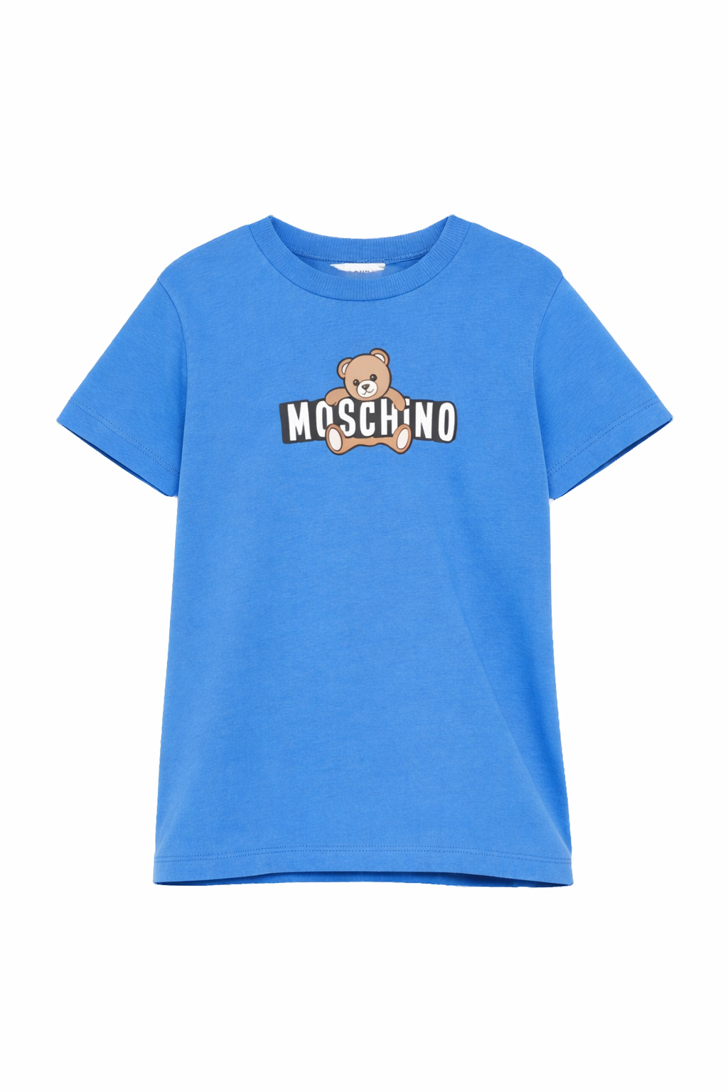 T-shirt da bambino Moschino Kids blu con stampa logo HZM058LAA03 40630 MOSCHINO KIDS