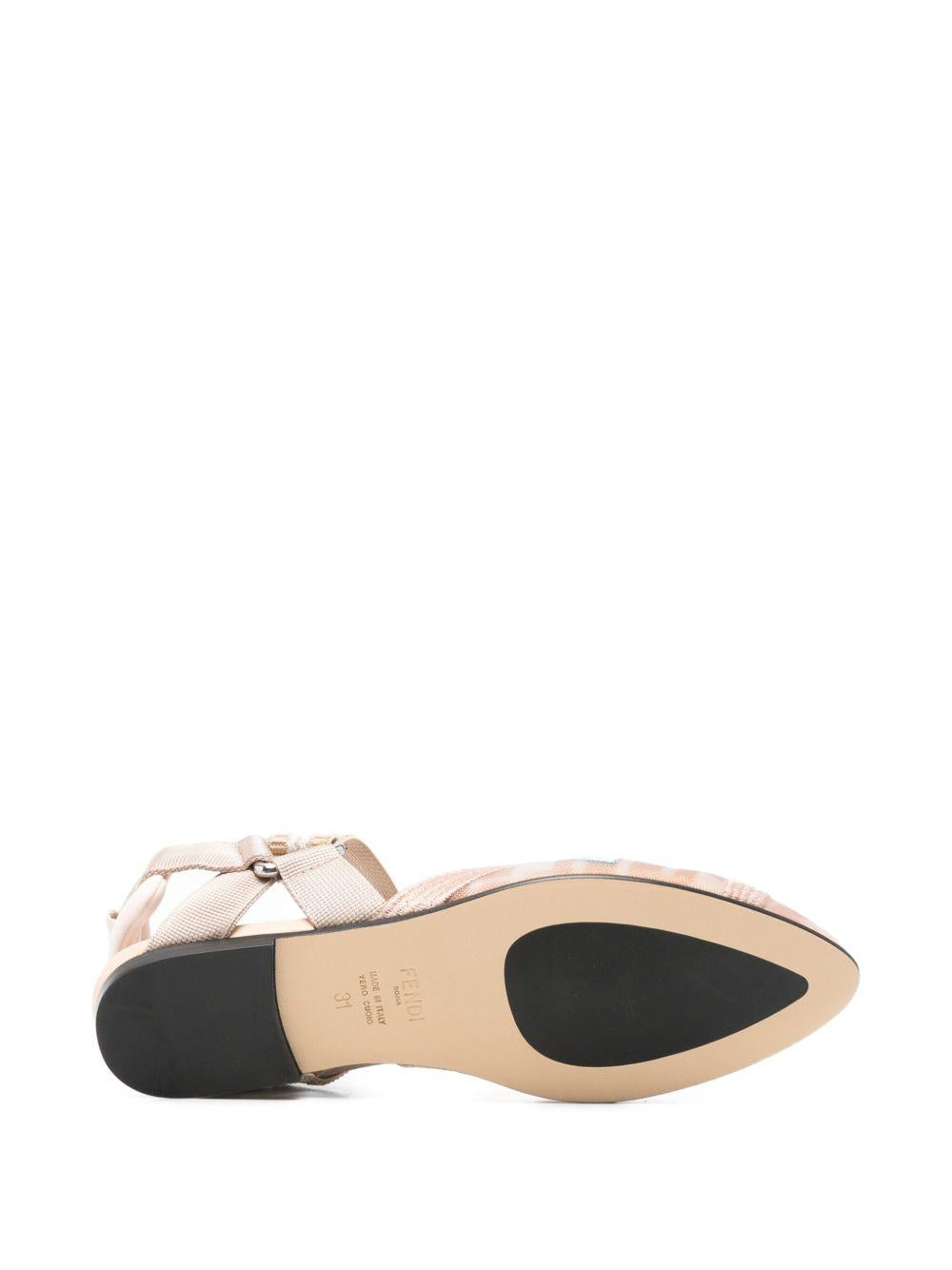 Ballerine per bambina Fendi Kids beige con motivo monogramma JFR572 AWK7 F1V9U FENDI KIDS