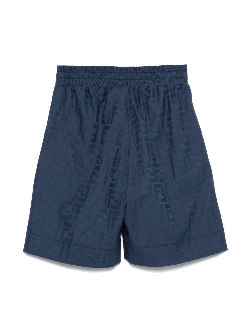 Bermuda junior in cotone per bambino Fendi Kids blu con logo allover JMF520 AS64 F1I11 FENDI KIDS
