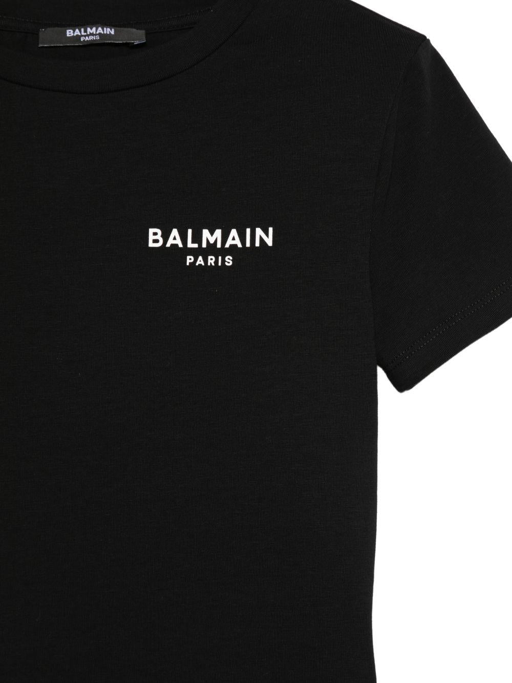 Abito per bambina Balmain Kids nero con dettaglio logo sul petto BY1D81 Z3277 930BC BALMAIN KIDS