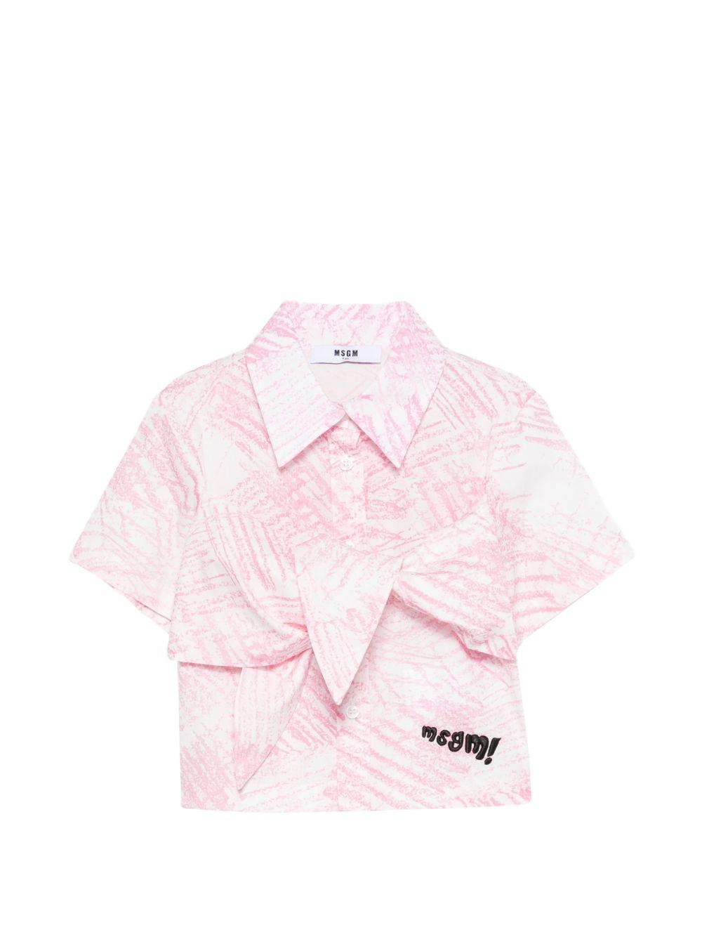 Camicia per bambina MSGM Kids rosa con stampa grafica all-over S6MSJGSI124 MS070 MSGM KIDS